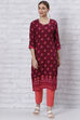 Wine LIVA Straight Kurta image number 2